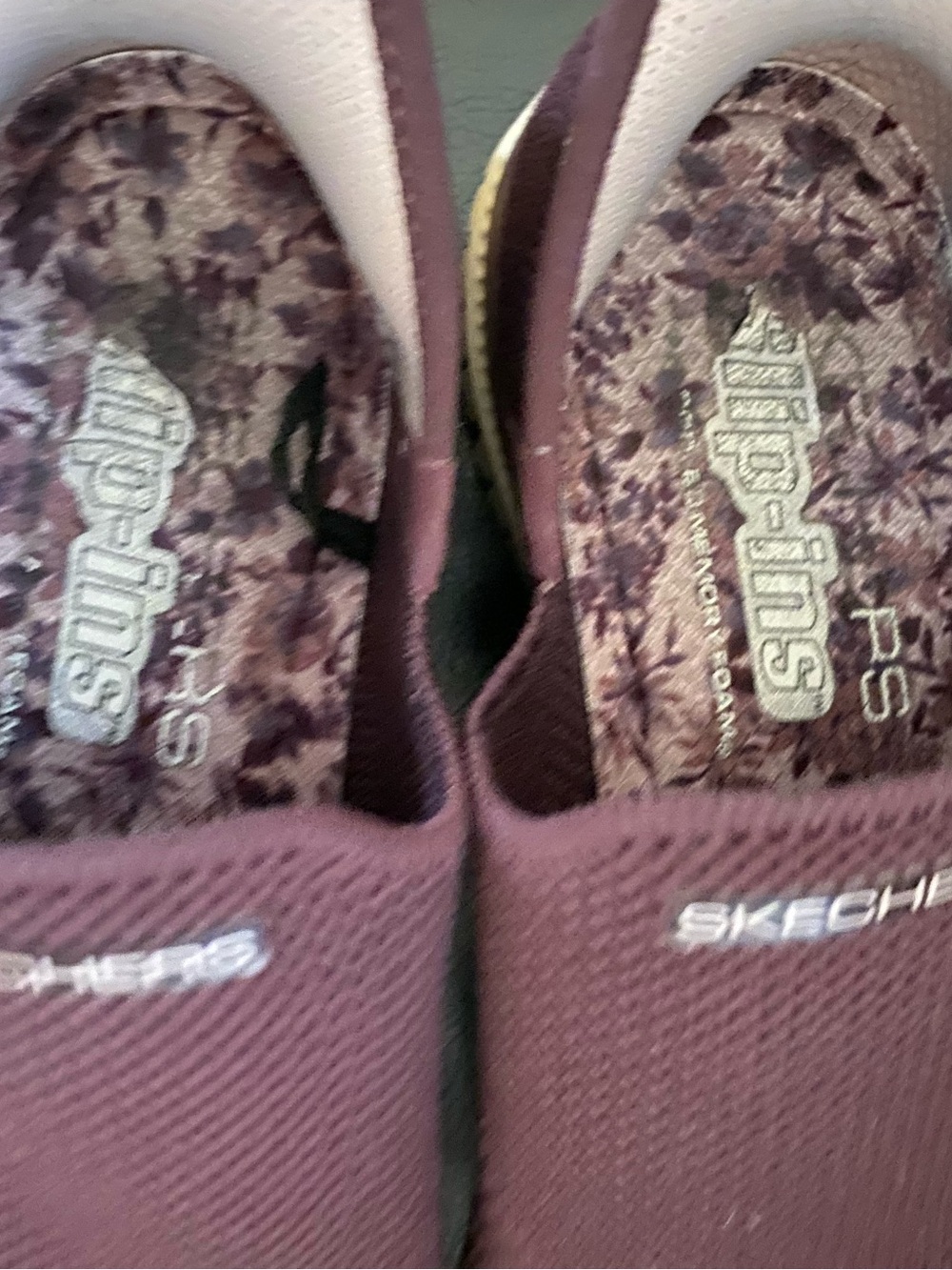 Skechers Slip-On Knit Sneakers in Plum and Cream - Picture 8 of 9